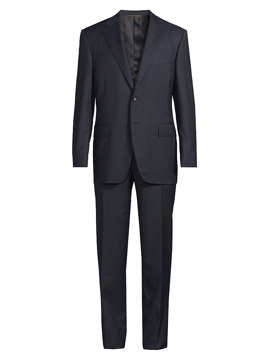 Men's Siena Two-Button Wool Regular-Fit Suit - Dark Blue - Size 48