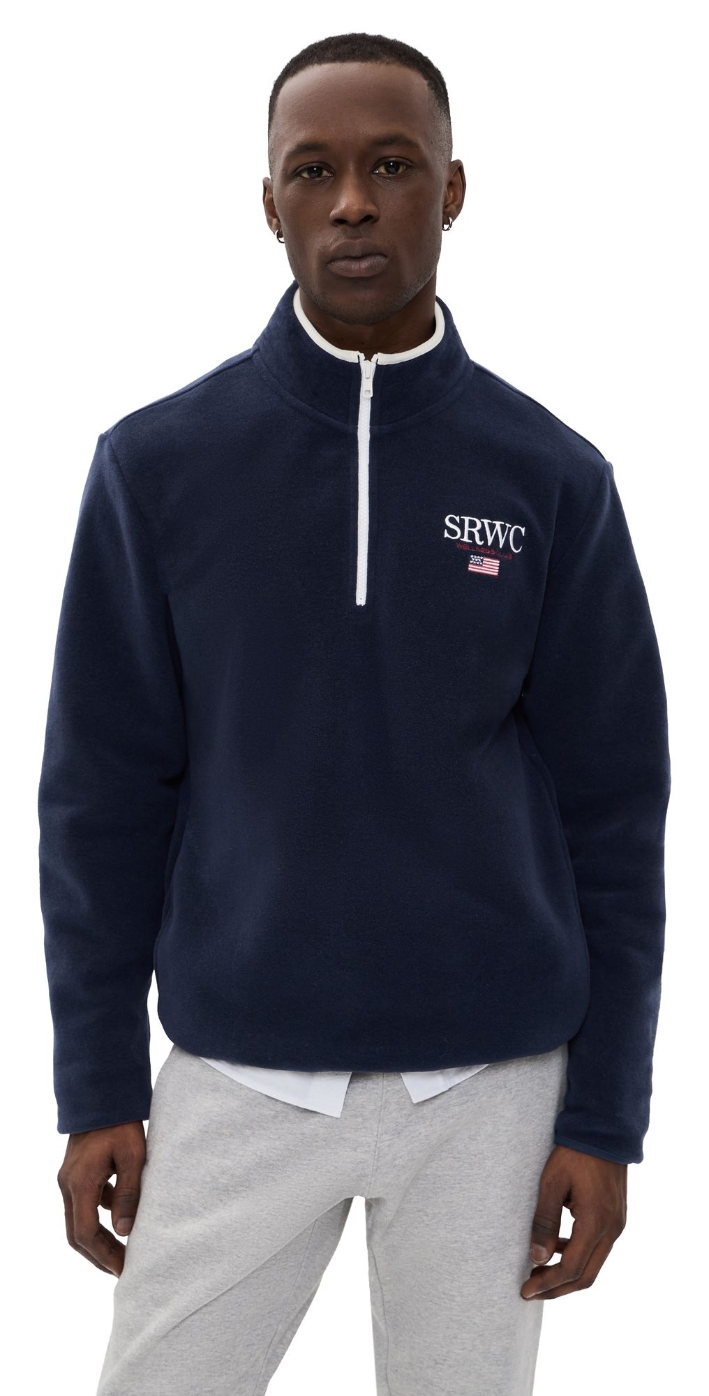 Sporty & Rich Nautical Polar Quarter Zip Dark Navy S