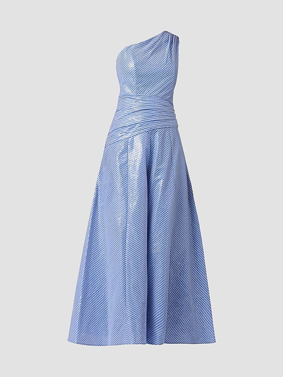 Shoshanna Women's Nikki Sequined One-Shoulder Gown - French Blue Optic - Size 12