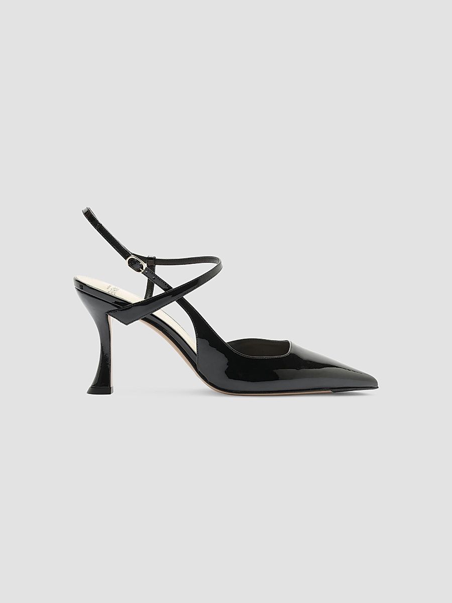 Women's Tita 85MM Leather Slingback Pumps - Black - Size 9.5