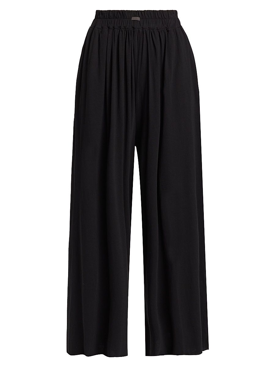 Women's Pima Cotton Wide-Leg Pants - Immersed Black - Size Large