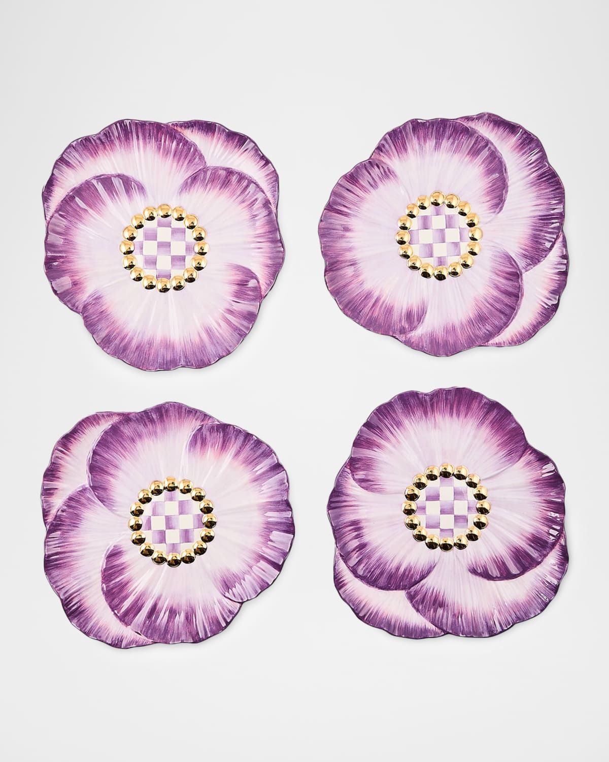 Pansy Party Ceramic Dessert Plates, Set of 4