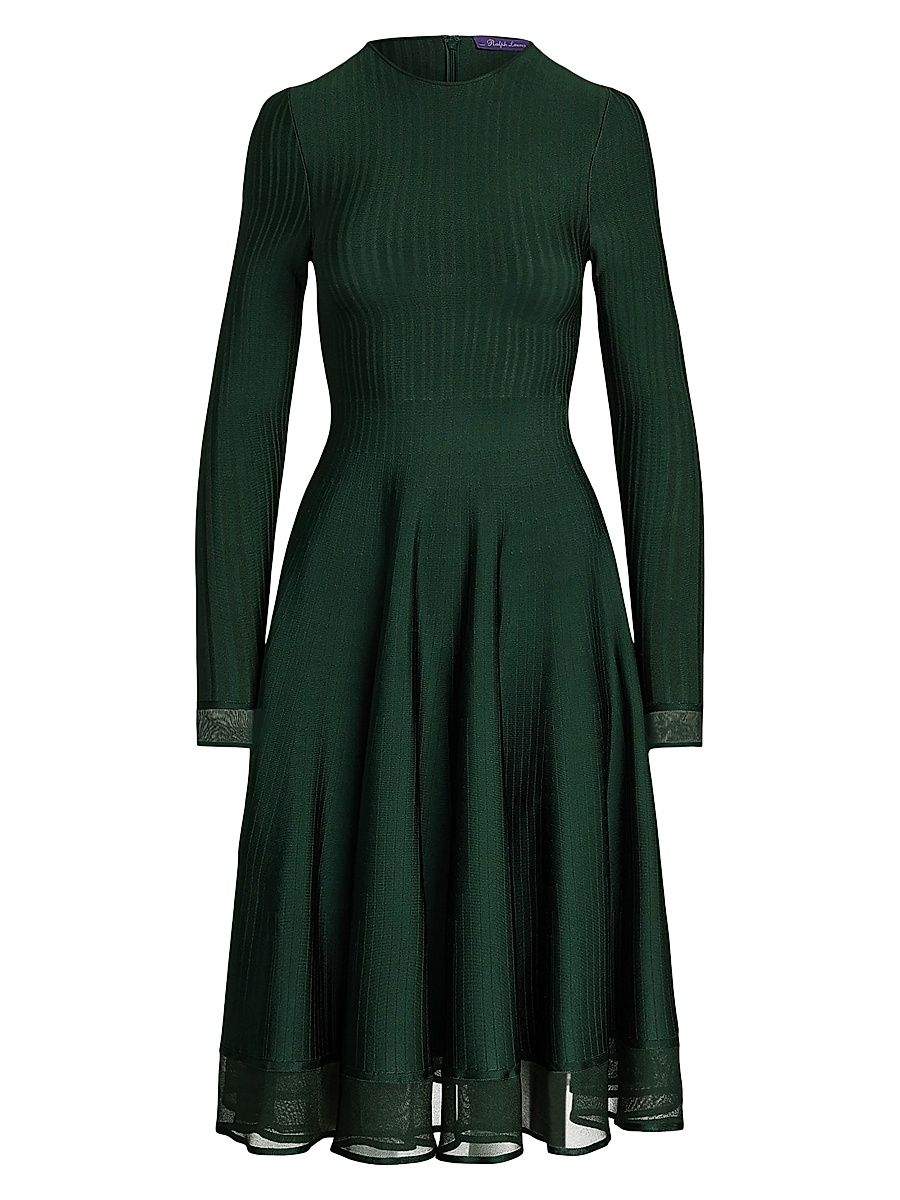 Women's Crewneck Knee-Length Sweaterdress - Dark Racing Green - Size Medium
