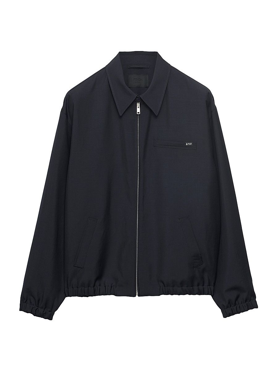 Men's Mohair Wool Blouson Jacket - Blue - Size 36