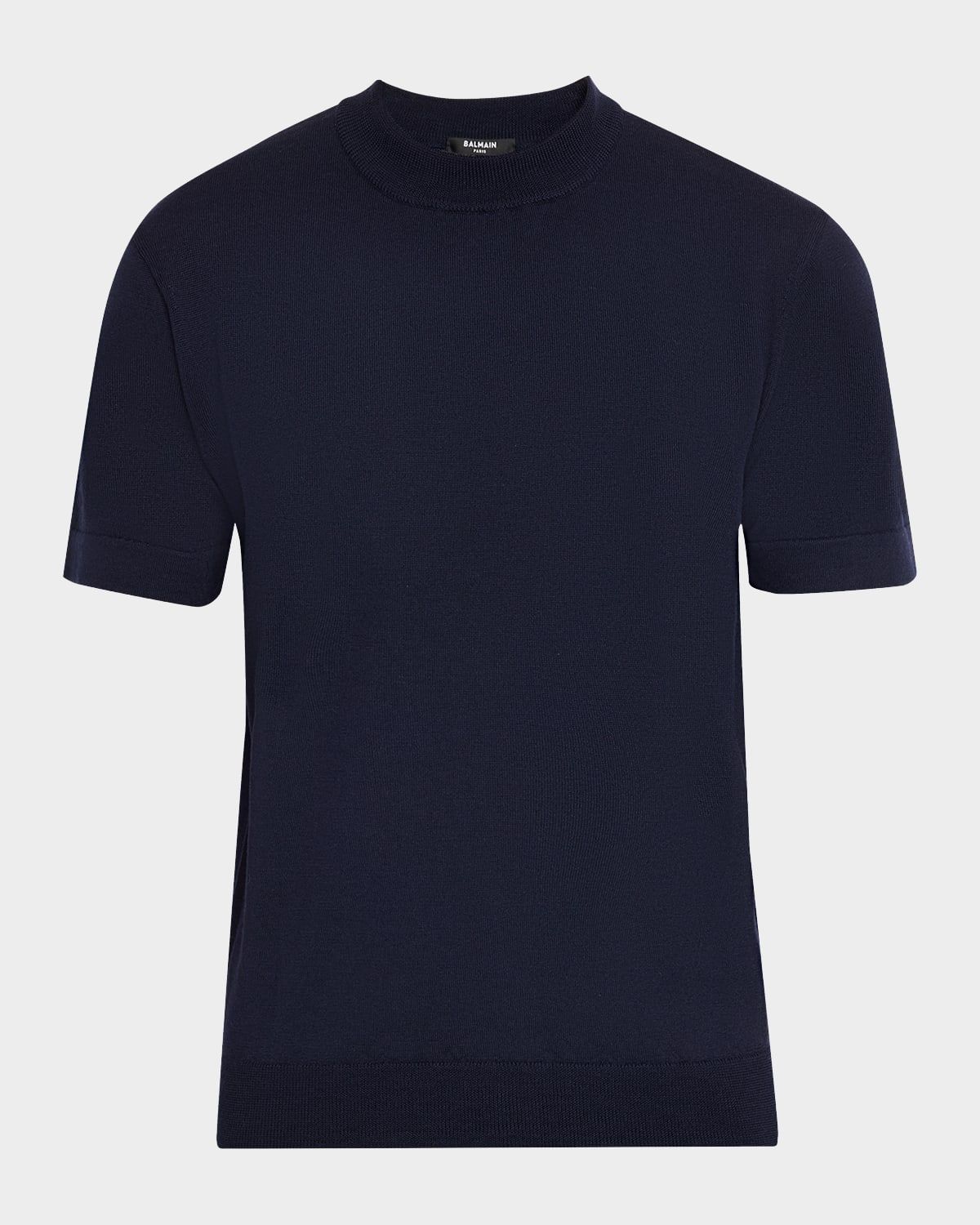 Men & apos;s Embroidered Logo Wool Knit Short-Sleeve Sweater