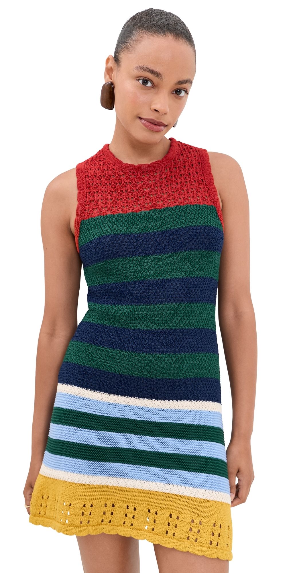 SIMONMILLER Yvonne Knit Mini Dress Brick Stripe Combo L