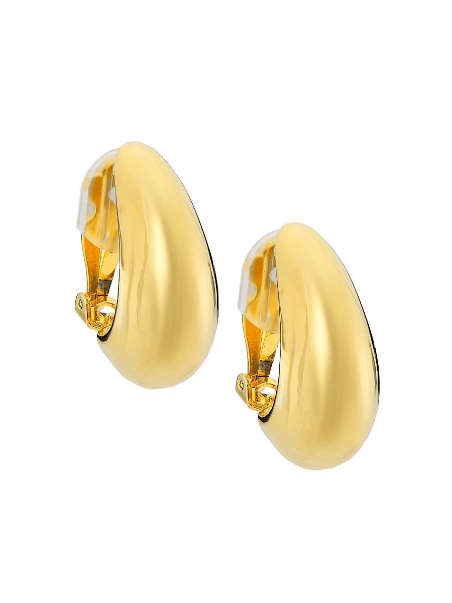 Women's 18K-Gold-Plated Half-Hoop Clip-On Earrings - Gold