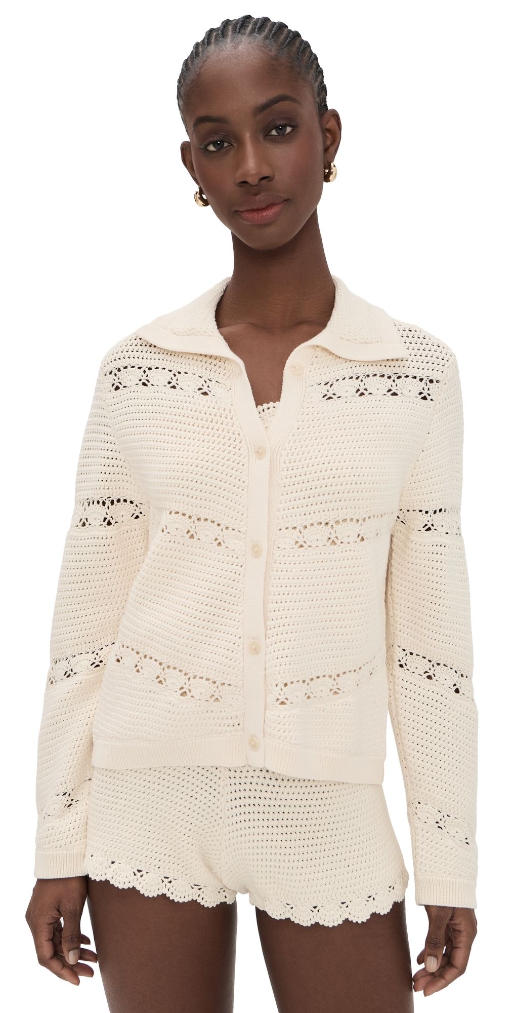 POSSE Dylan Crochet Cardigan Pearl S