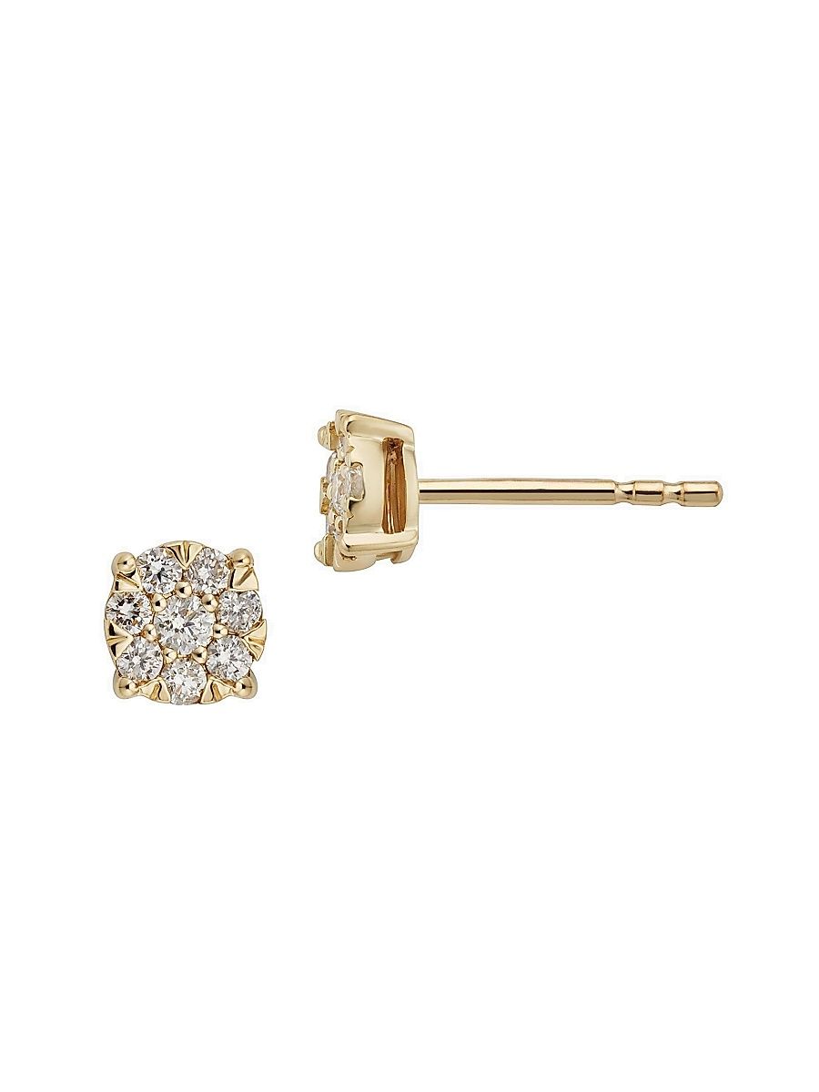 Women's 14K Yellow Gold Blossom Diamond Studs - Yellow Gold