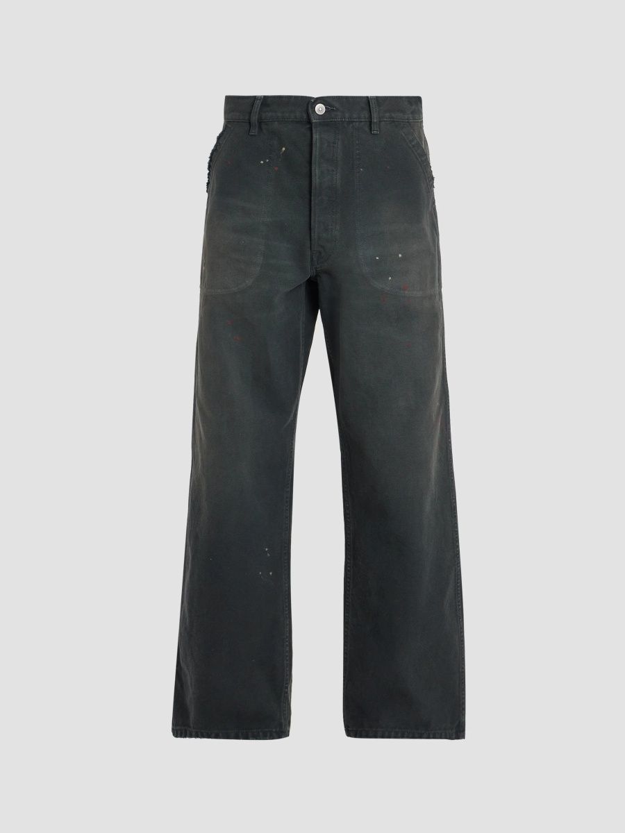 Maison Margiela Men's Paint Splatter Wide-Leg Jeans - Pearl Grey - Size 40