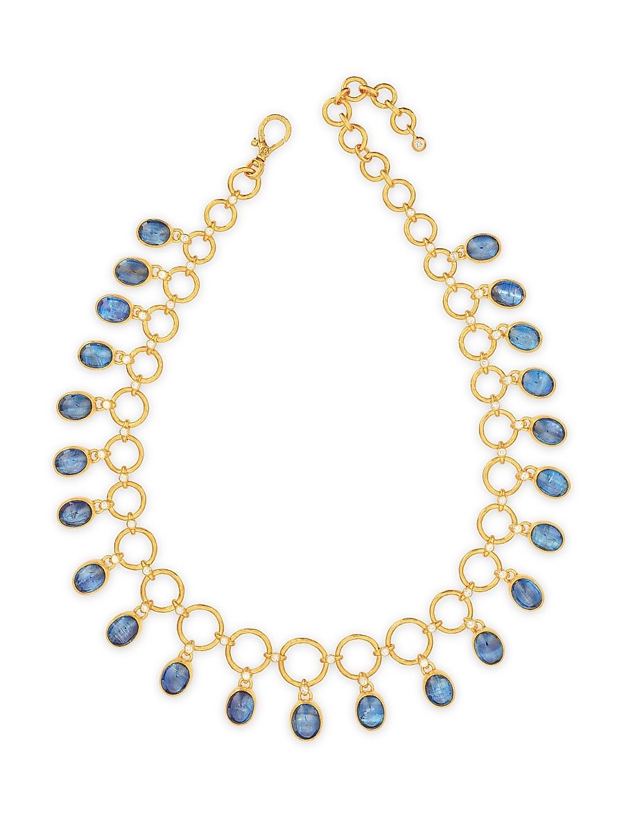 Women's Rune 22K & 24K Yellow Gold, Kyanite & 2.70 TCW Diamond Short Necklace - Yellow Gold