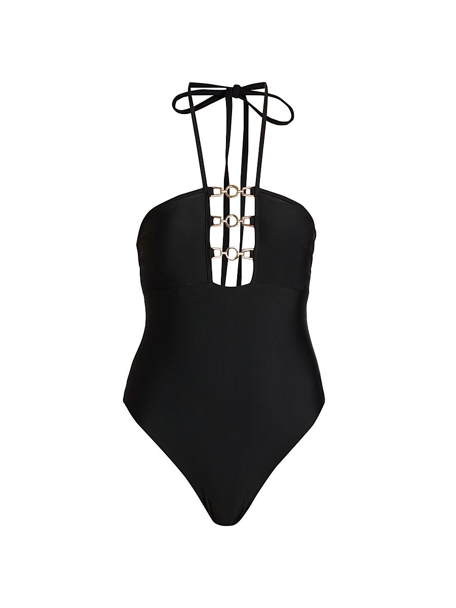 Women's Lorena Ring One-Piece Swimsuit - Black - Size XL