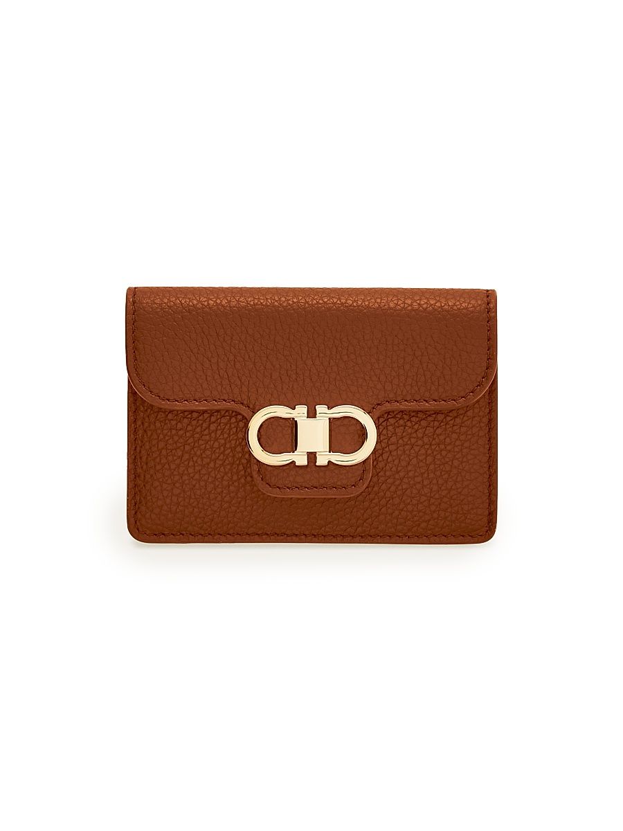 Women's Gancini Leather Key Holder - Cognac