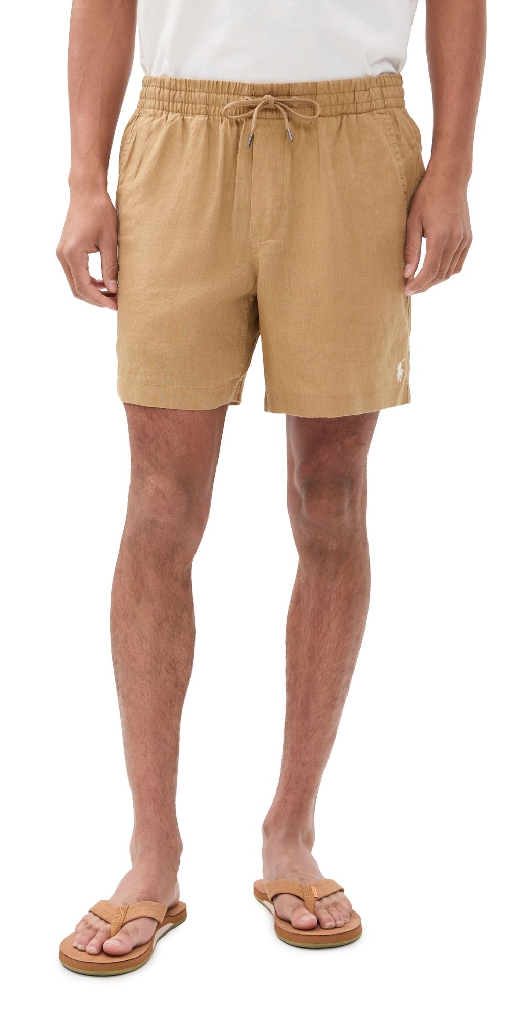 Polo Ralph Lauren Linen Pull On Prepster Shorts Cafe Tan L