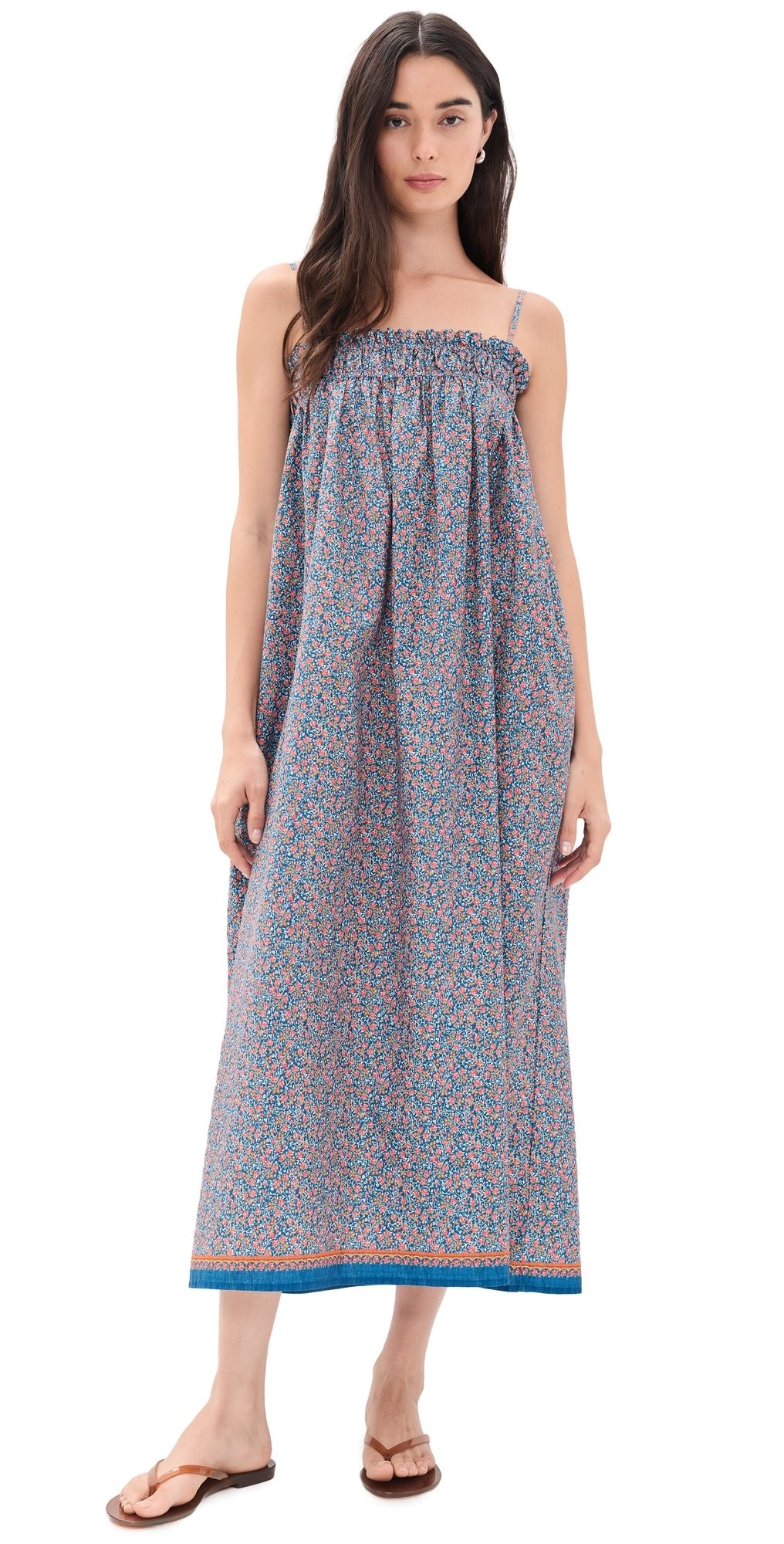 La Maregold Sammy Midi Dress Blue Linen Bloom S