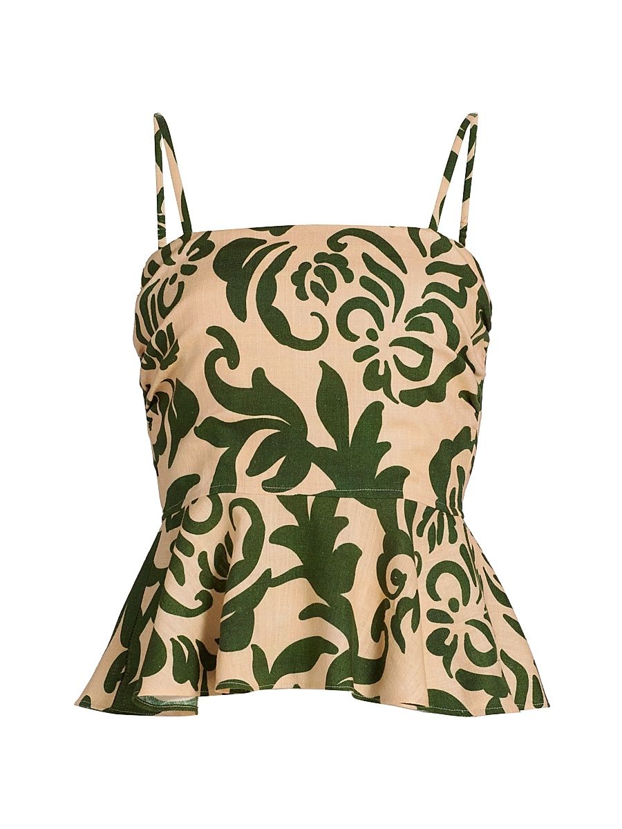 Women's Trista Printed Peplum Top - Tonal Cactus - Size Large