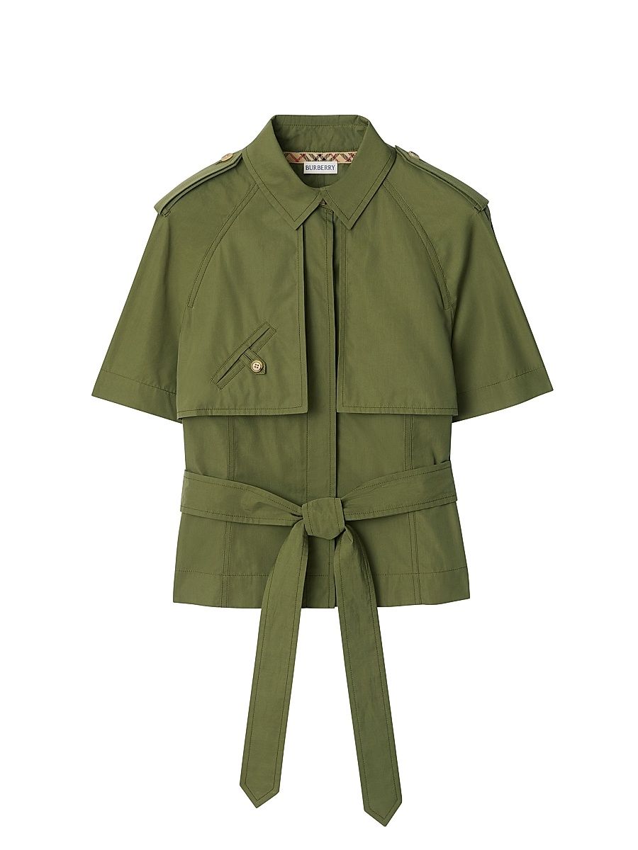 Women's Liv Cotton Poplin Crop Trench Shirt - Pasture - Size 10