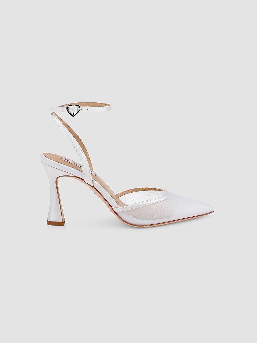 Badgley Mischka Women's Yordan 85MM Satin & Mesh Pumps - White Satin - Size 11