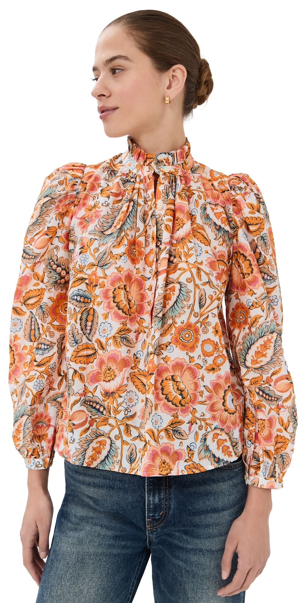 Alix of Bohemia Annabel Topaz Flower Shirt Off-White XS