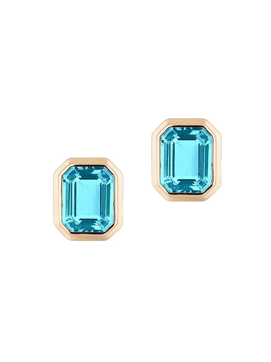 Women's Manhattan 18K Gold & Blue Topaz Stud Earrings - Blue