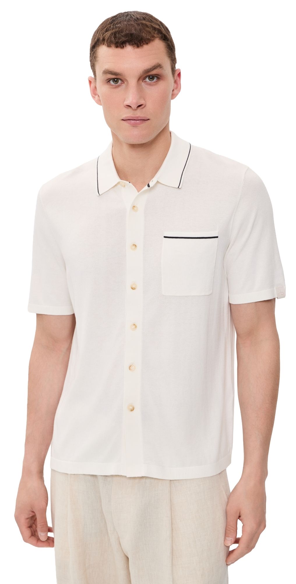 rag & bone Conrad Silk Blend Dalton Shirt Chalk L