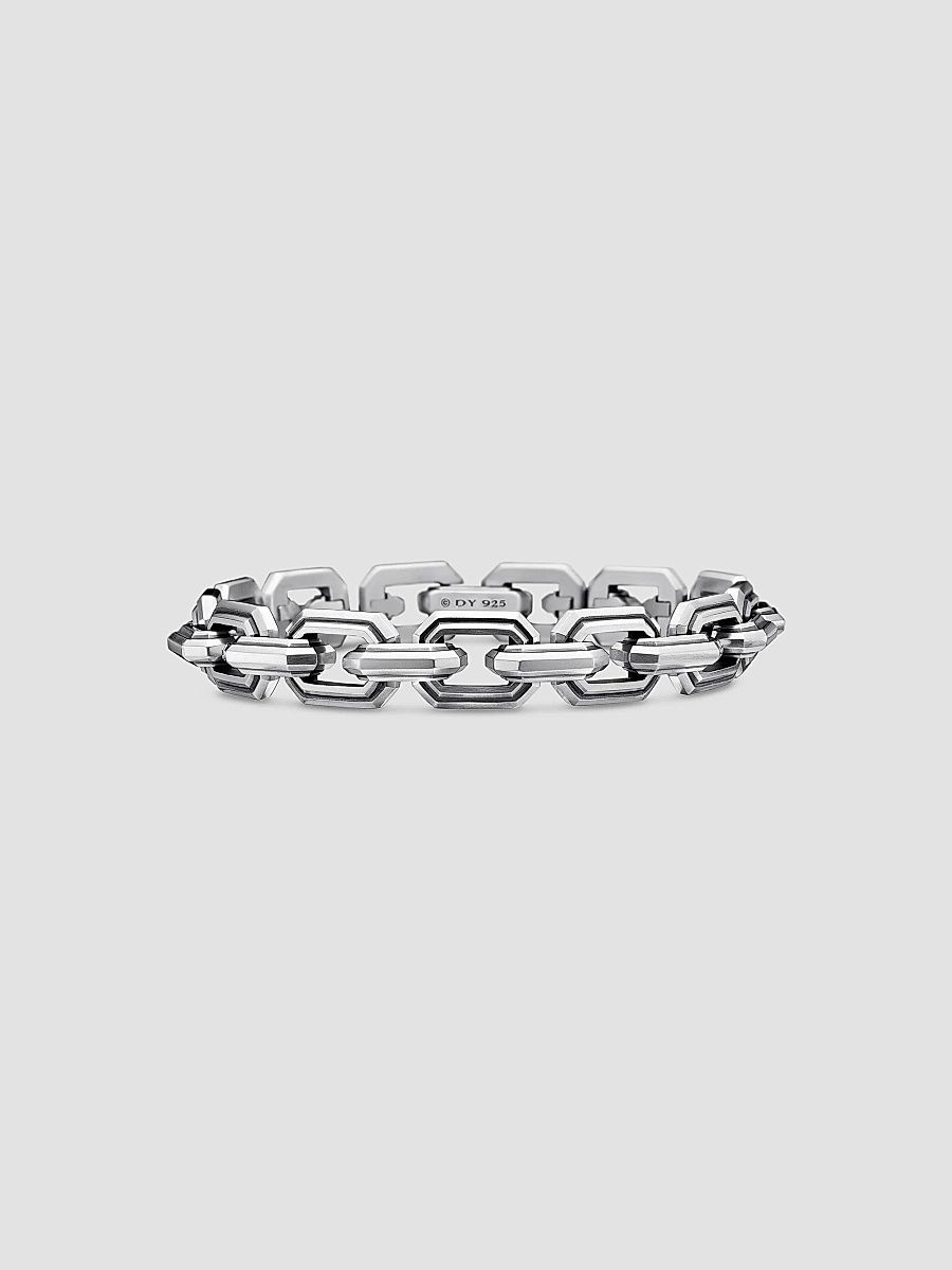 David Yurman Men's Deco Link Bracelet in Sterling Silver, 11mm - Sterling Silver - Size Medium