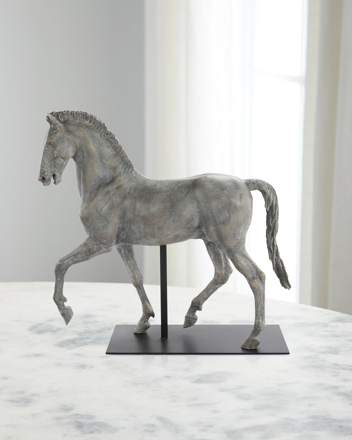 Trotting Horse Sculpture on Metal Base