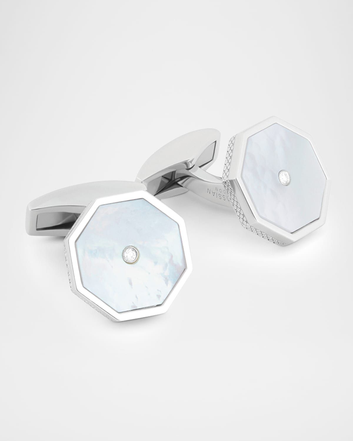 Men & apos;s Mother-Of-Pearl London Eye Cufflinks with Diamonds