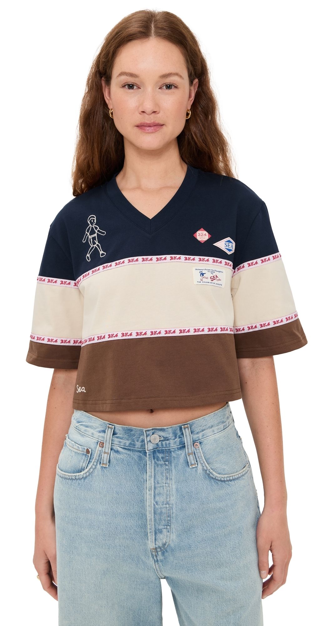 Sea Finnley Football Graphic Cropped T-Shirt Multi XXS