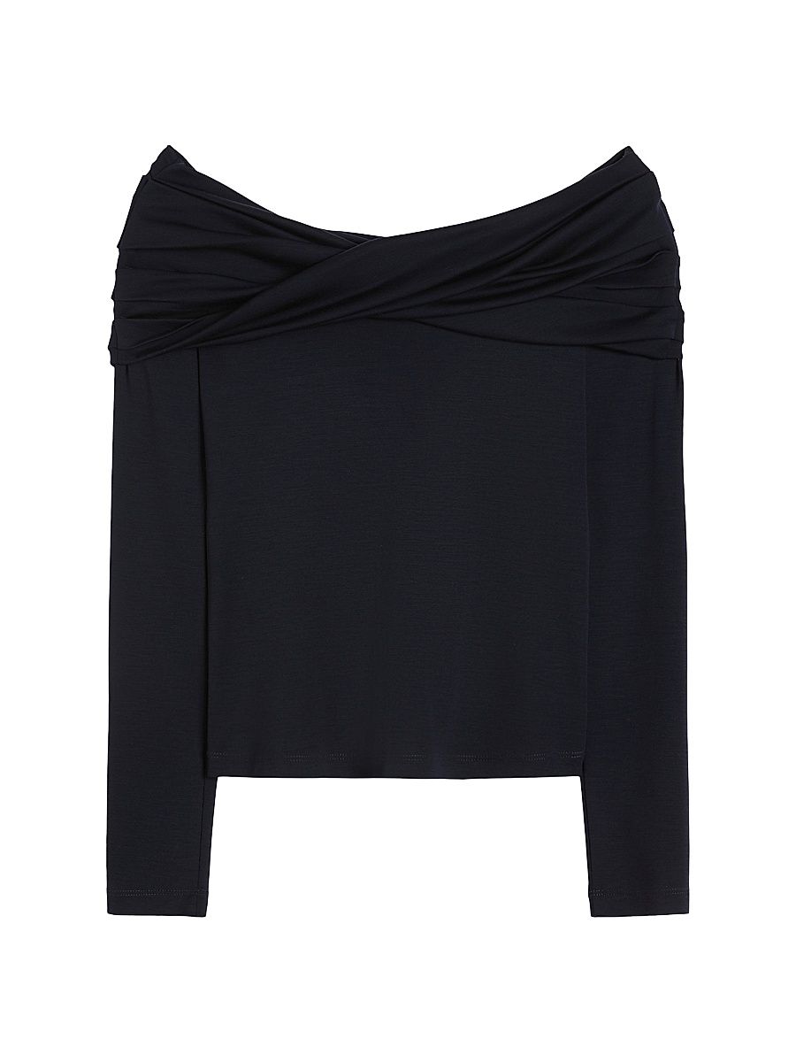 Women's Wool Off The Shoulder Top - Ultramarine - Size Medium