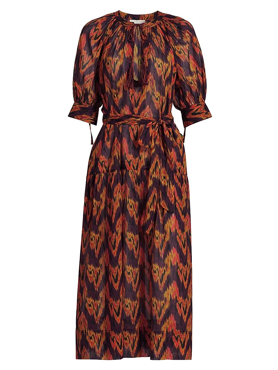 Women's Selena Printed Cotton Cover-Up Dress - Terra - Size Small