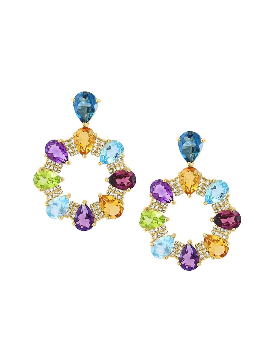 Women's 14K Yellow Gold & Multi-Stone Drop Earrings - Yellow Gold