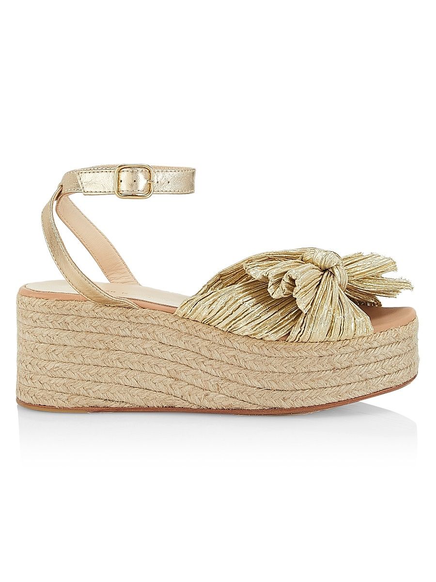 Women's Gaby Pleated Bow Espadrille Sandals - Gold - Size 6