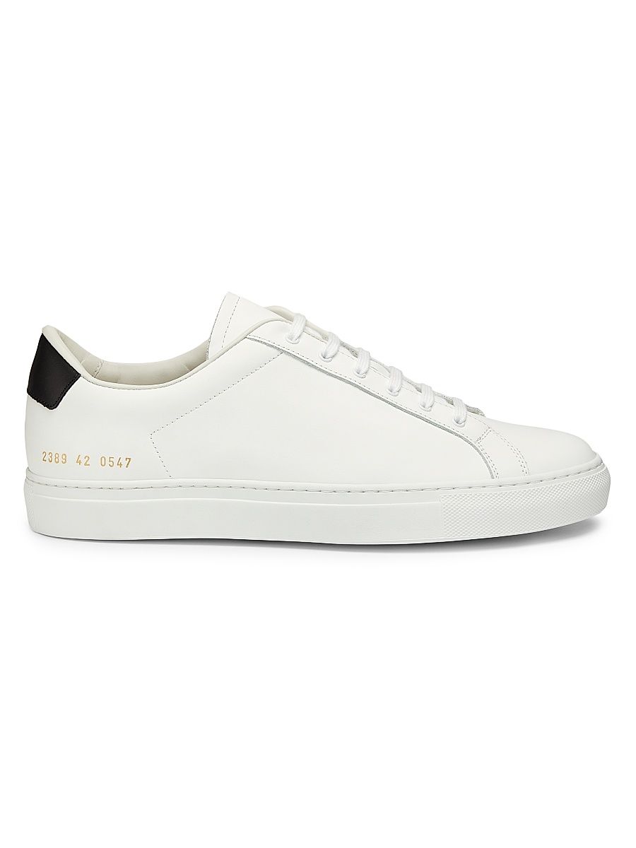 Men's Retro Classic Leather Low-Top Sneakers - White Black - Size 14