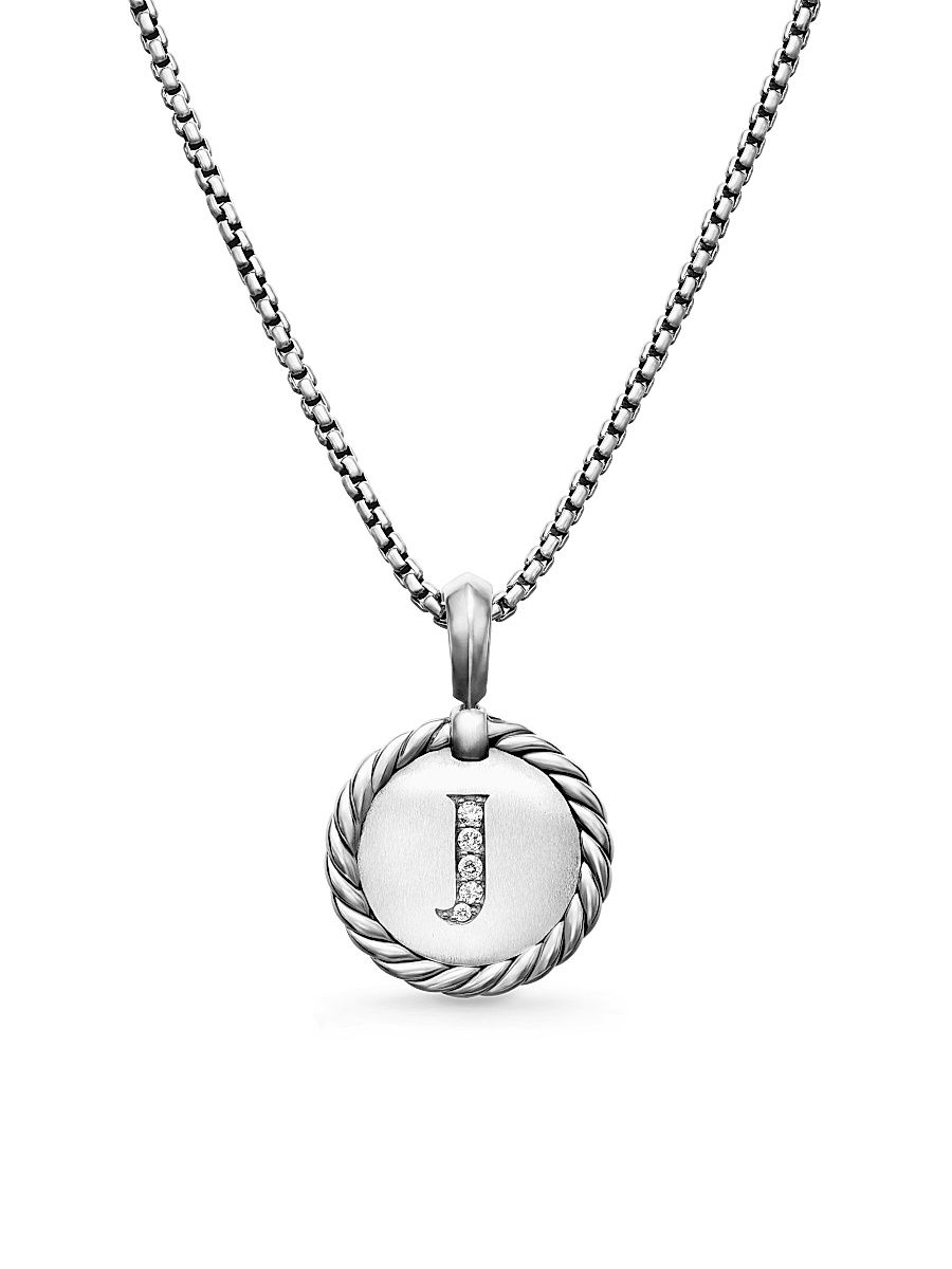 David Yurman Women's Initial Charm Necklace in Sterling Silver - Initial A - Size 18