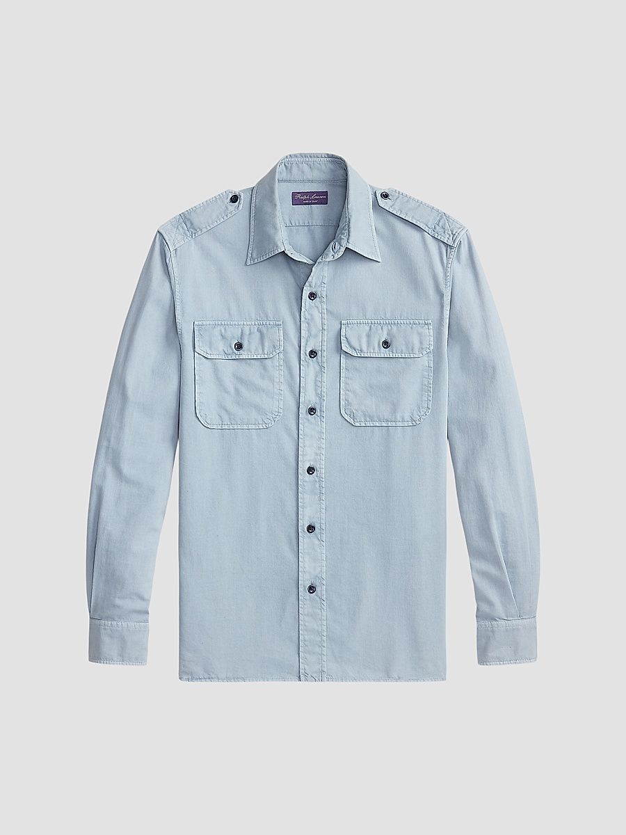 Men's Cotton Popllin Sport Shirt - Winward Blue - Size XXL