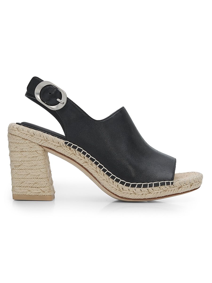 Women's Gigi 75MM Leather Espadrille Sandals - Black - Size 5