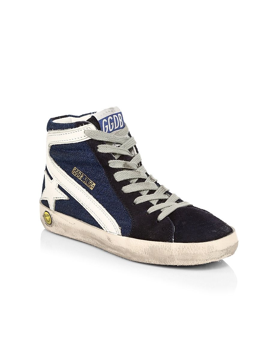 Baby's, Little Kid's & Kid's Slide High-Top Leather Star & Wave Sneakers - Dark Blue - Size 5 (Baby)