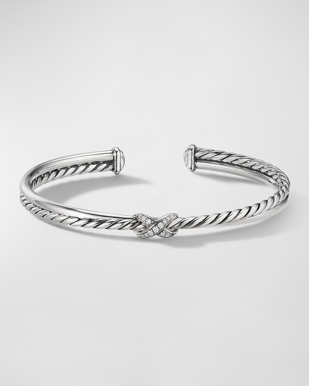 Petite X Center Station Bracelet with Pave Diamonds