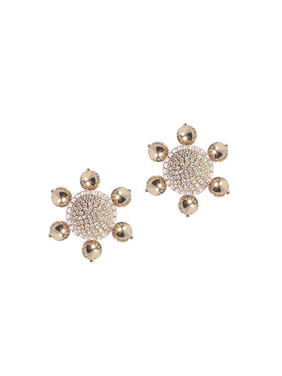 Women's Étoile Jolie Silvertone Or Goldtone & Rhinestone Clip-On Earrings - Glam Gold