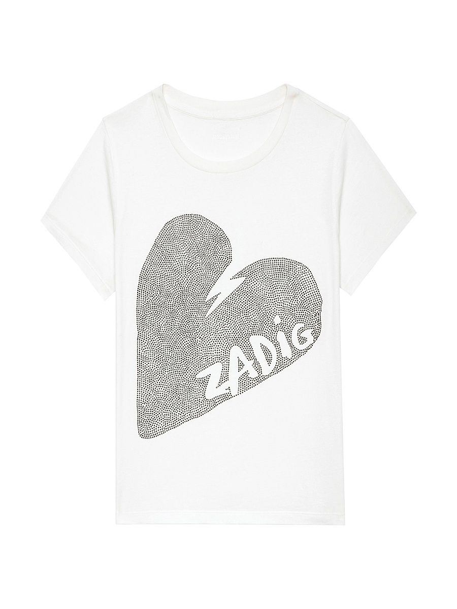 Women's Alys Cotton Jersey Heart Strass T-Shirt - Judo - Size Medium