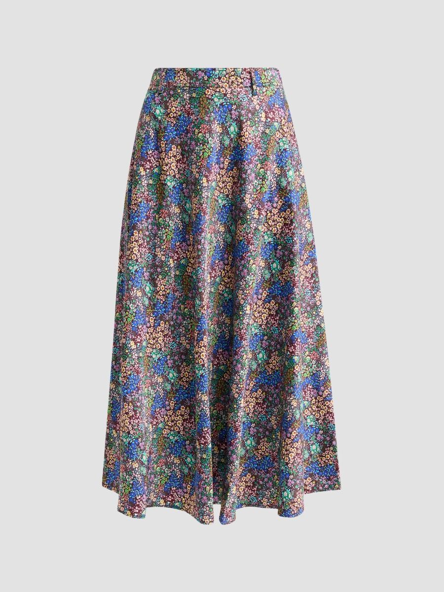 Moschino Women's Floral Print Midi Skirt - Multi Brown - Size 4