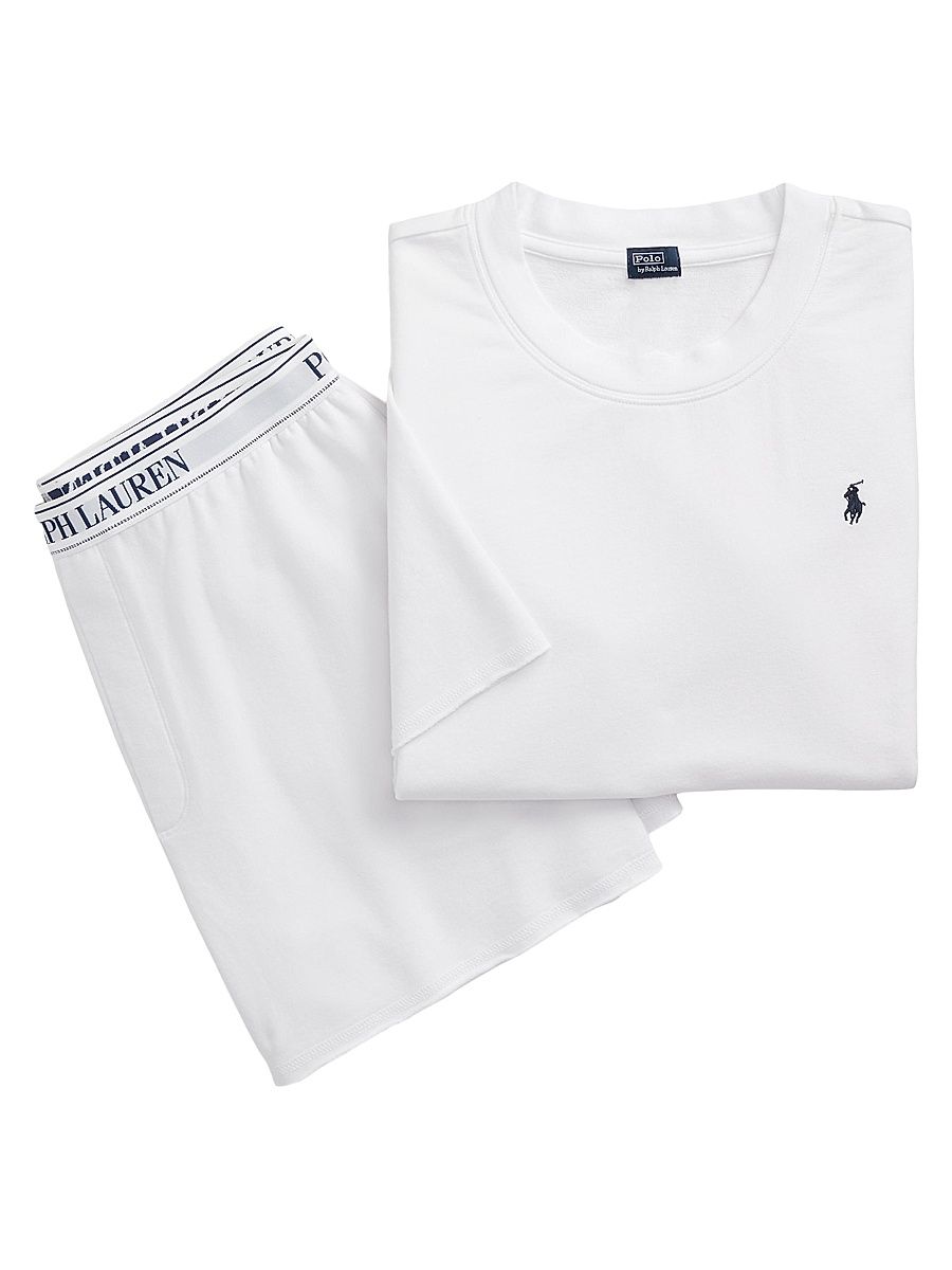 Women's Club Terry 2-Piece T-Shirt & Shorts Set - White Cloud - Size Large