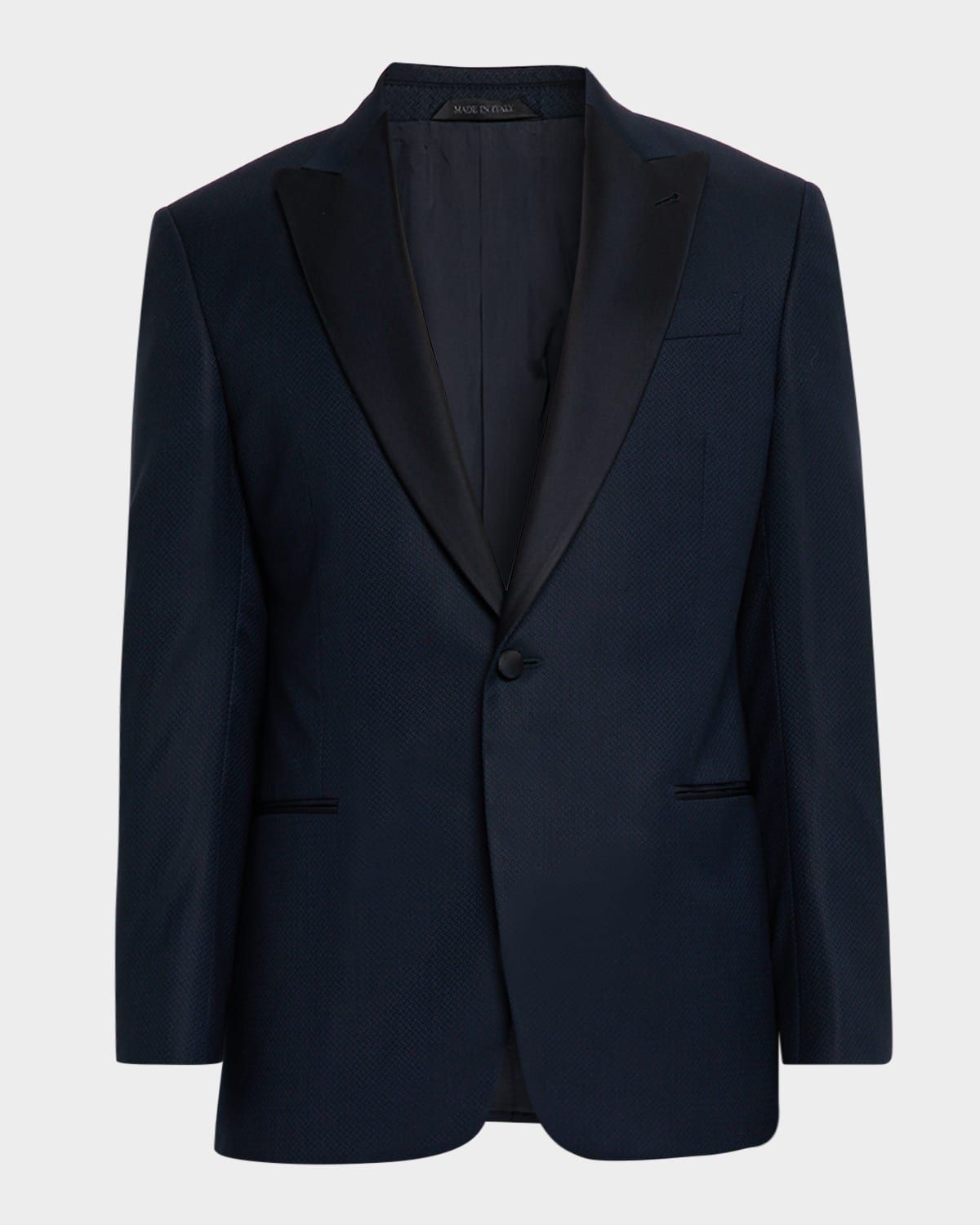 Men & apos;s Micro Geometric Satin Peak Lapel Tuxedo