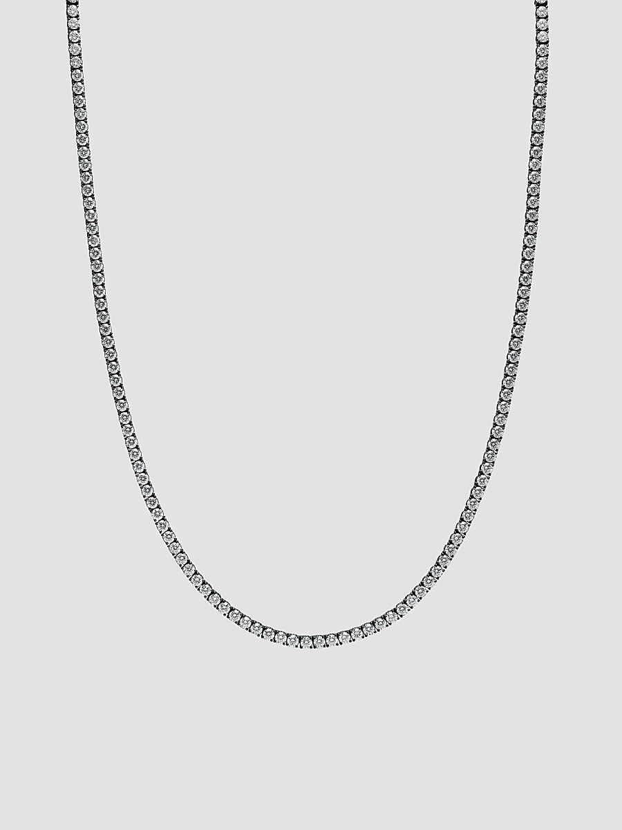 Men's Tennis Necklace in Black Titanium - Diamond - Size 20