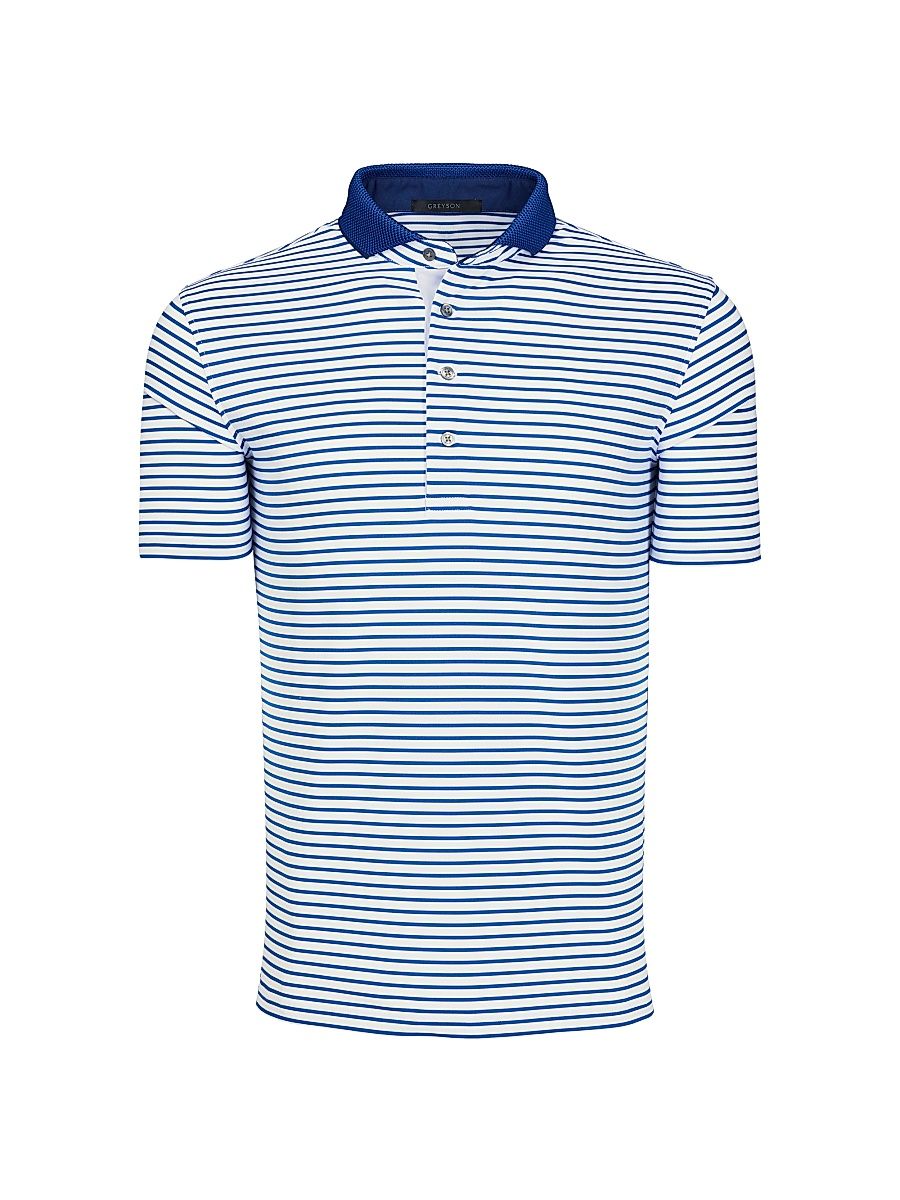 Men's Macabee Striped Polo Shirt - Arctic Iona - Size Small