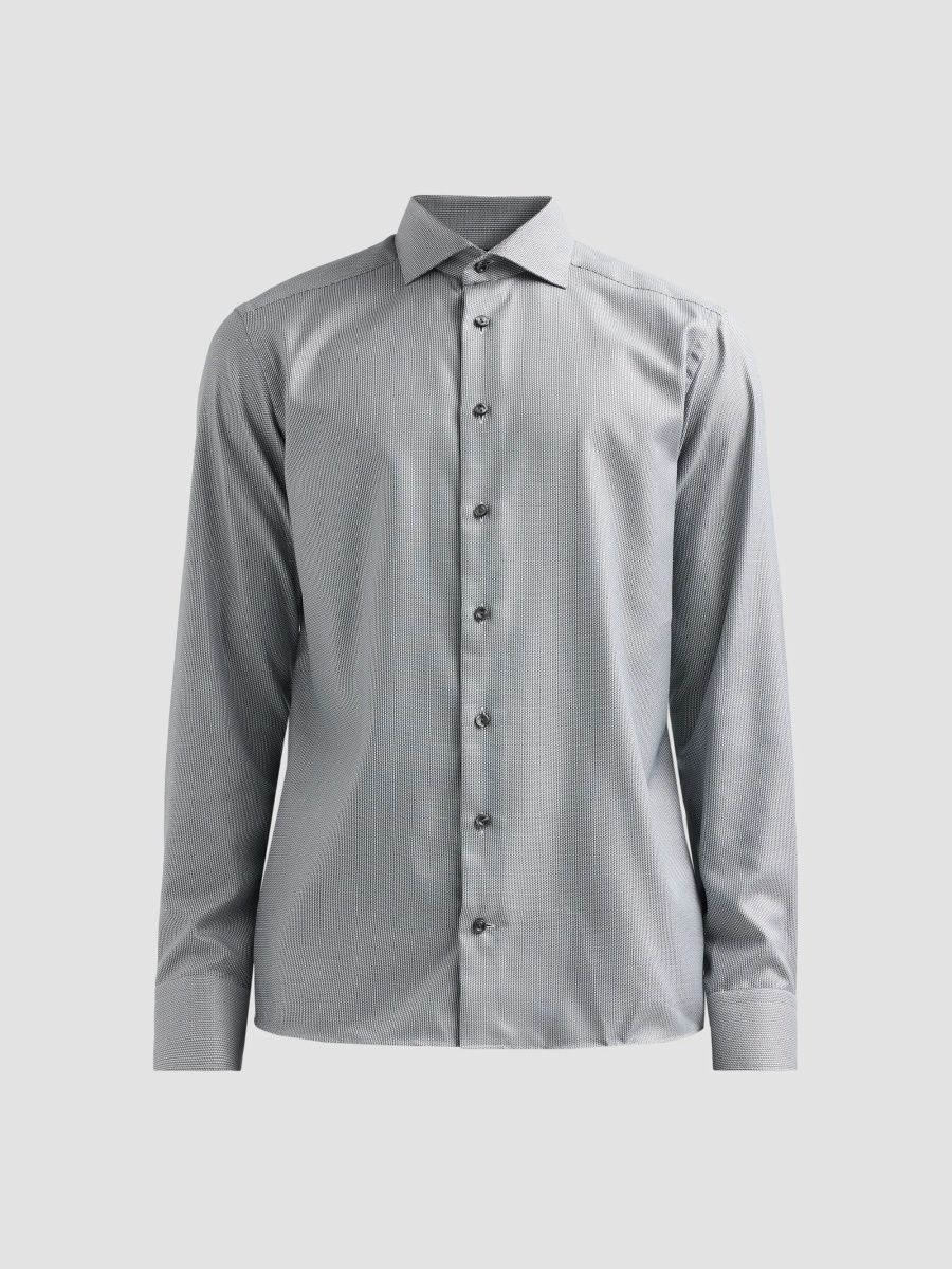 Eton Men's Cotton Dobby Slim-Fit Dress Shirt - Grey - Size 14.5