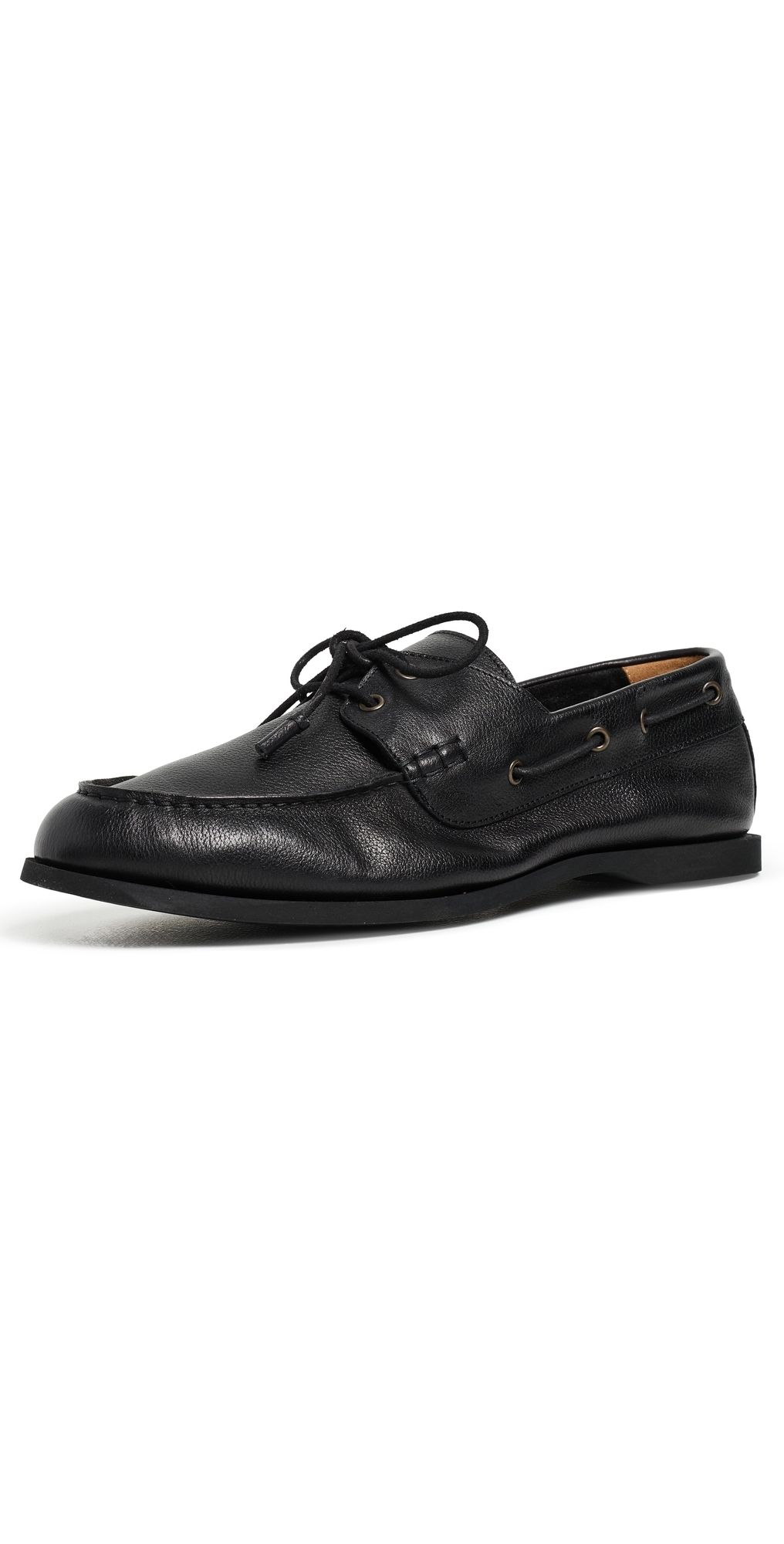 Frescobol Carioca Marina Pebbled Leather Deck Loafers Black 41
