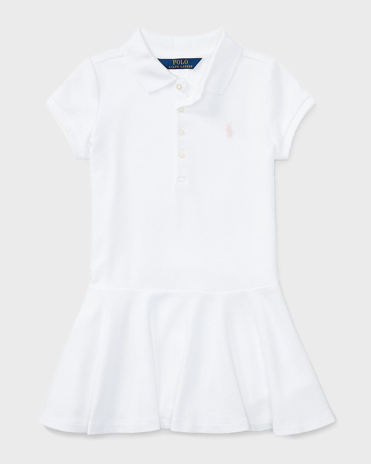 Girl & apos;s Short-Sleeve Knit Drop-Waist Polo Dress, Size 2-6X