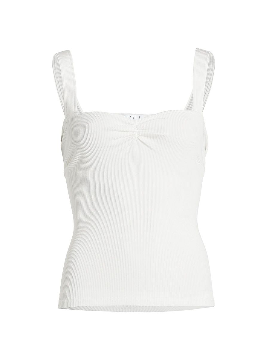 Women's Ruched Jersey Tank Top - White - Size Large